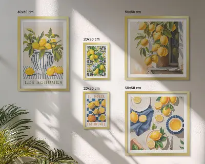 Galeria de parede com decorações provençais cítricas