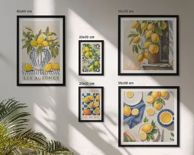 Galeria de parede com decorações provençais cítricas