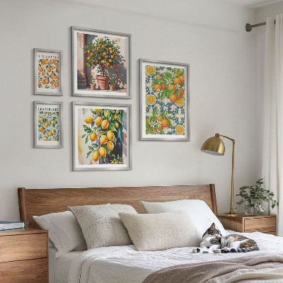 Parede galeria de quadros Frutas cítricas flores vintage