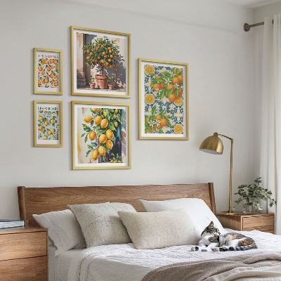 Parede galeria de quadros Frutas cítricas flores vintage