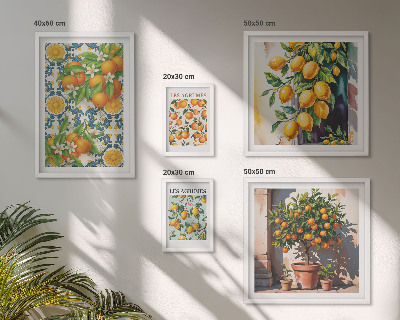 Parede galeria de quadros Frutas cítricas flores vintage