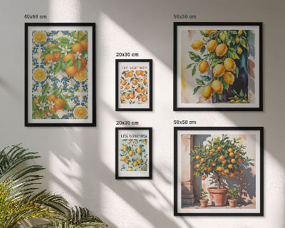 Parede galeria de quadros Frutas cítricas flores vintage