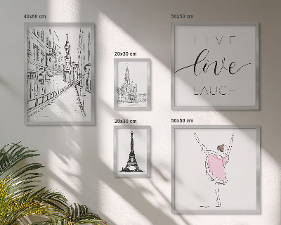 Conjunto de 5 quadros com moldura Inspirações parisienses elegantes