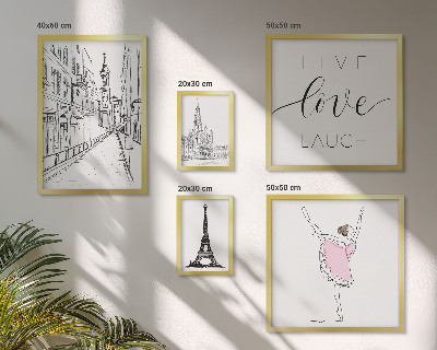 Conjunto de 5 quadros com moldura Inspirações parisienses elegantes
