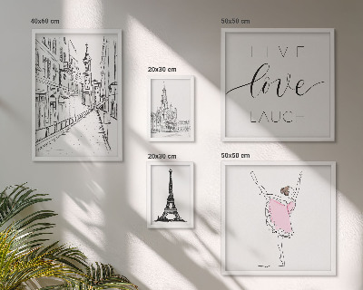 Conjunto de 5 quadros com moldura Inspirações parisienses elegantes