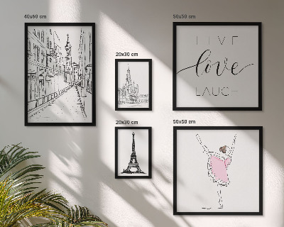 Conjunto de 5 quadros com moldura Inspirações parisienses elegantes