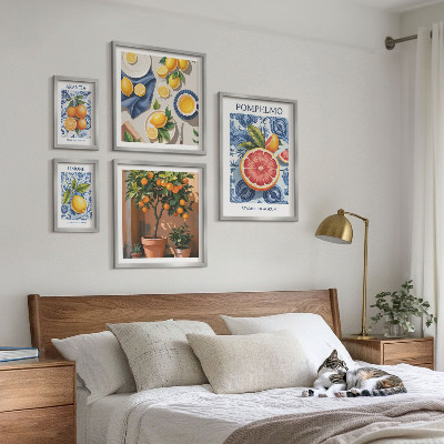 Conjunto de 5 quadros decorativos Decorações vintage cítricas