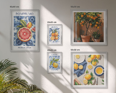 Conjunto de 5 quadros decorativos Decorações vintage cítricas