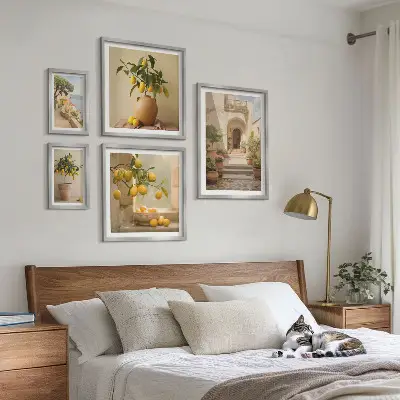 Conjunto de 5 quadros decorativos com estampas de decorações cítricas elegantes
