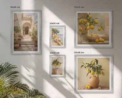 Conjunto de 5 quadros decorativos com estampas de decorações cítricas elegantes