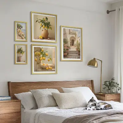 Conjunto de 5 quadros decorativos com estampas de decorações cítricas elegantes