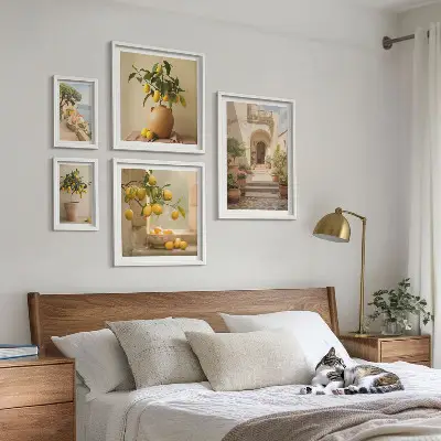 Conjunto de 5 quadros decorativos com estampas de decorações cítricas elegantes