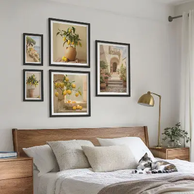 Conjunto de 5 quadros decorativos com estampas de decorações cítricas elegantes