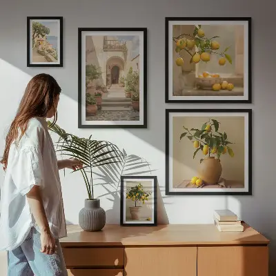 Conjunto de 5 quadros decorativos com estampas de decorações cítricas elegantes