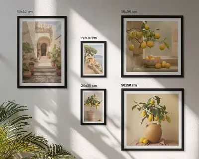 Conjunto de 5 quadros decorativos com estampas de decorações cítricas elegantes