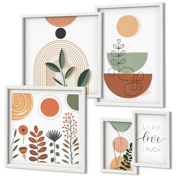 Parede galeria de quadros Gráficos geométricos e de plantas elegantes