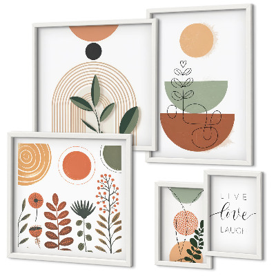 Parede galeria de quadros Gráficos geométricos e de plantas elegantes