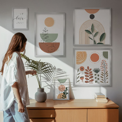 Parede galeria de quadros Gráficos geométricos e de plantas elegantes