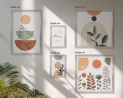 Parede galeria de quadros Gráficos geométricos e de plantas elegantes