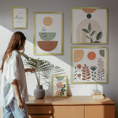 Parede galeria de quadros Gráficos geométricos e de plantas elegantes