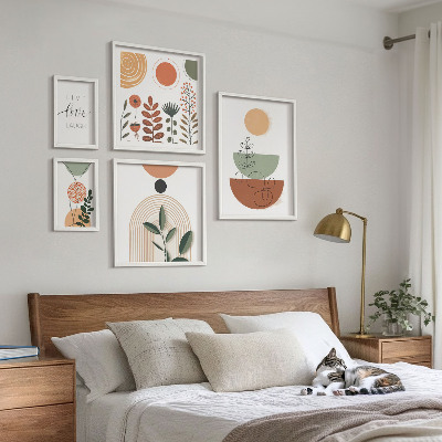 Parede galeria de quadros Gráficos geométricos e de plantas elegantes