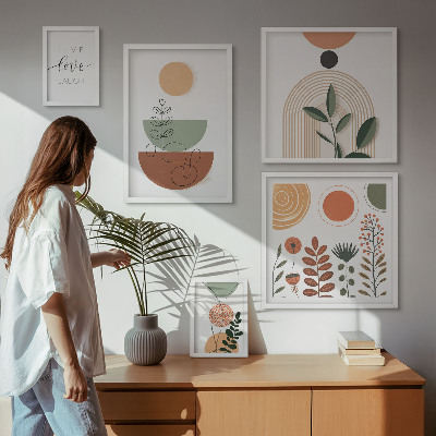 Parede galeria de quadros Gráficos geométricos e de plantas elegantes