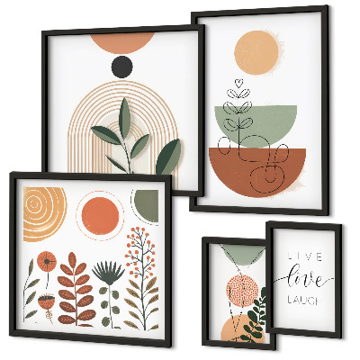 Parede galeria de quadros Gráficos geométricos e de plantas elegantes