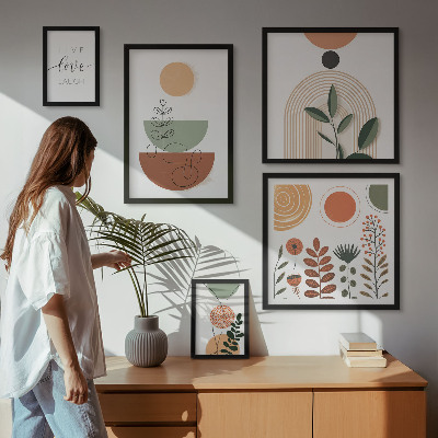 Parede galeria de quadros Gráficos geométricos e de plantas elegantes