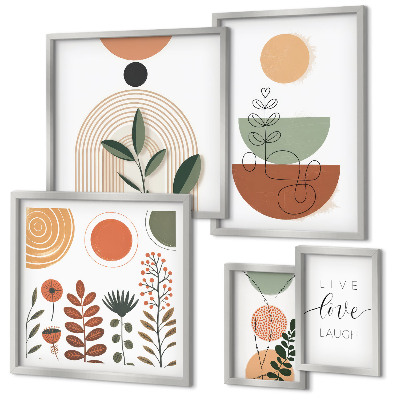 Parede galeria de quadros Gráficos geométricos e de plantas elegantes