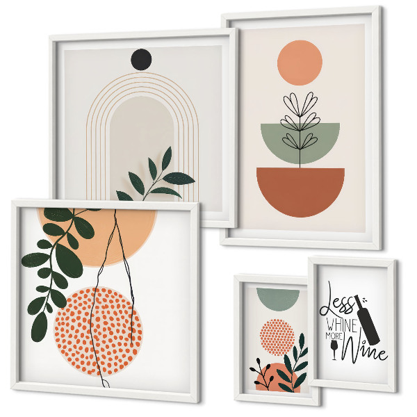 Conjunto de 5 quadros com moldura Decorações de plantas elegantes