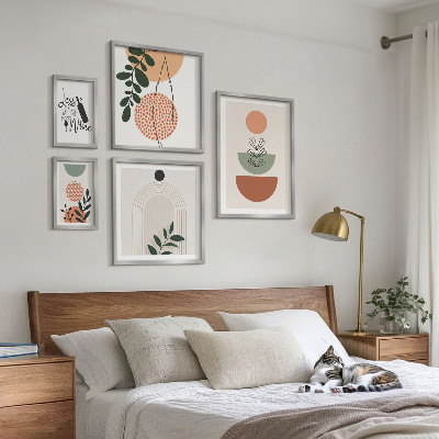 Conjunto de 5 quadros com moldura Decorações de plantas elegantes