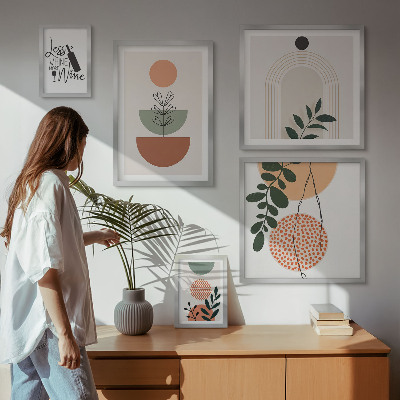 Conjunto de 5 quadros com moldura Decorações de plantas elegantes