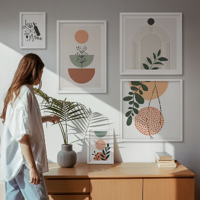 Conjunto de 5 quadros com moldura Decorações de plantas elegantes