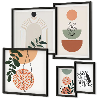 Conjunto de 5 quadros com moldura Decorações de plantas elegantes