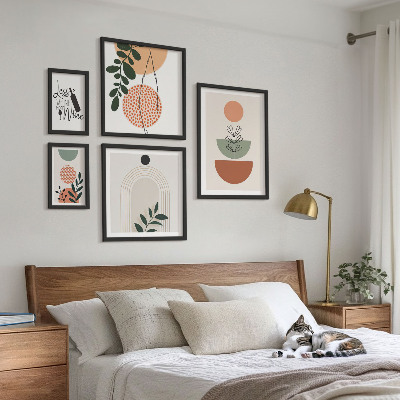 Conjunto de 5 quadros com moldura Decorações de plantas elegantes