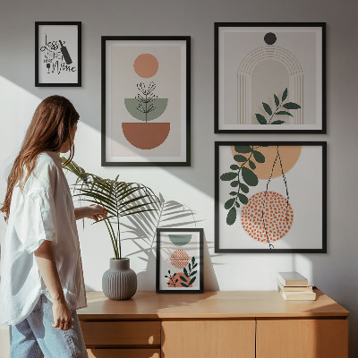Conjunto de 5 quadros com moldura Decorações de plantas elegantes