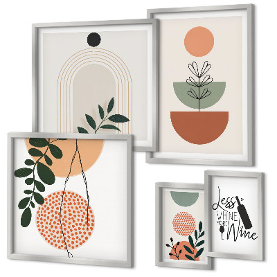 Conjunto de 5 quadros com moldura Decorações de plantas elegantes