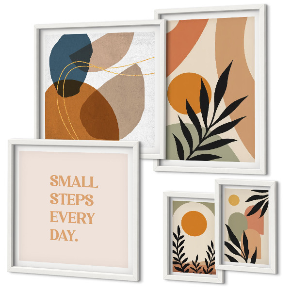 Conjunto de 5 quadros decorativos Gráficos abstratos e elegantes de plantas
