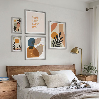 Conjunto de 5 quadros decorativos Gráficos abstratos e elegantes de plantas