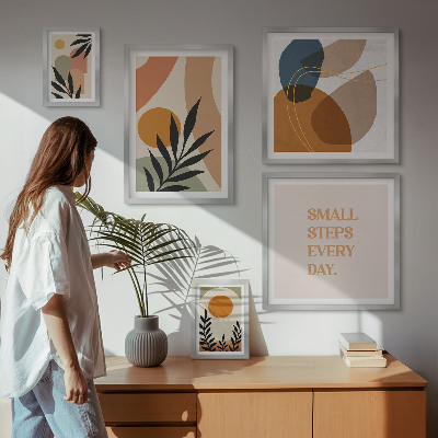 Conjunto de 5 quadros decorativos Gráficos abstratos e elegantes de plantas