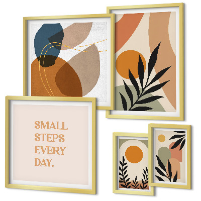 Conjunto de 5 quadros decorativos Gráficos abstratos e elegantes de plantas