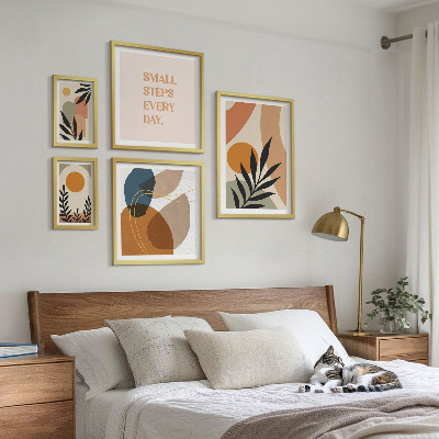 Conjunto de 5 quadros decorativos Gráficos abstratos e elegantes de plantas