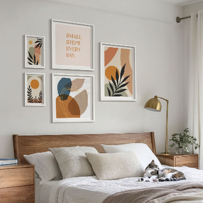 Conjunto de 5 quadros decorativos Gráficos abstratos e elegantes de plantas