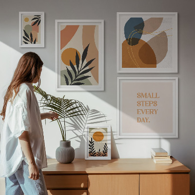 Conjunto de 5 quadros decorativos Gráficos abstratos e elegantes de plantas
