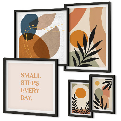Conjunto de 5 quadros decorativos Gráficos abstratos e elegantes de plantas