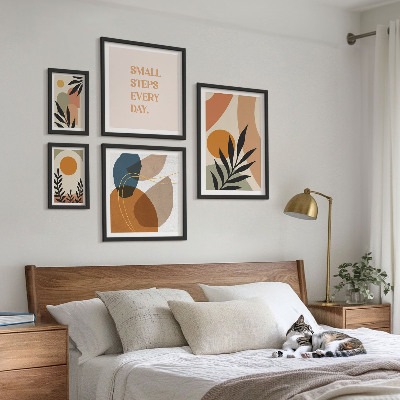 Conjunto de 5 quadros decorativos Gráficos abstratos e elegantes de plantas