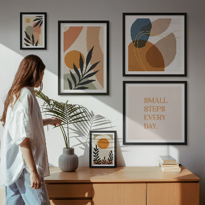 Conjunto de 5 quadros decorativos Gráficos abstratos e elegantes de plantas