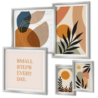 Conjunto de 5 quadros decorativos Gráficos abstratos e elegantes de plantas
