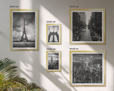 Parede galeria de quadros ícones arquitetônicos em preto e branco