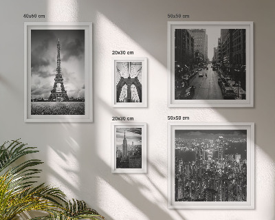 Parede galeria de quadros ícones arquitetônicos em preto e branco